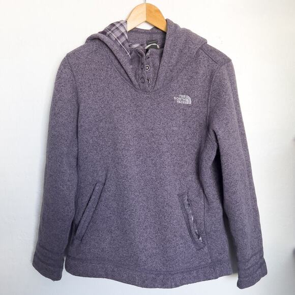 The North Face Sweaters - North Face Crescent Pullover Hood Sweater Knit Plaid Womens XL Purple Lavender